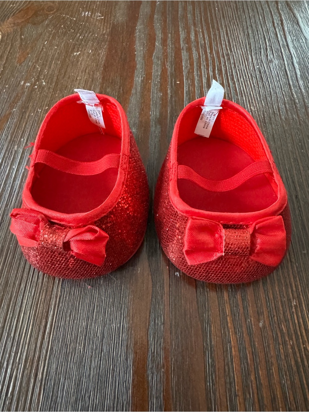 Build-a-Bear Shoes Red Glitter Bow Mary Jane ballet Dorothy (2 of 2)